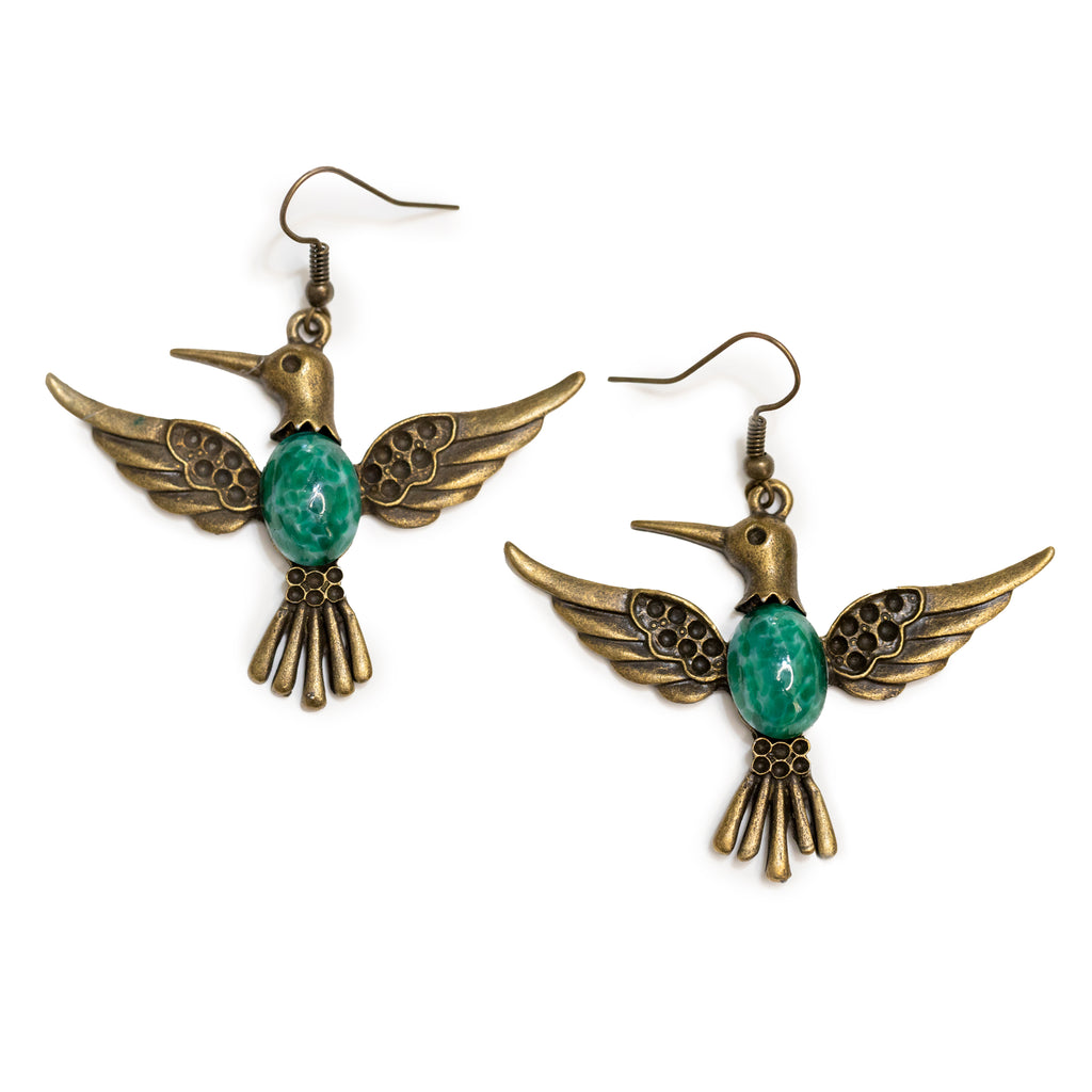 Imitation Jade Bird Earrings