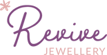 Revive Jewellery logo in purple and pink handwritten font. 