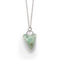 Aventurine heart pendant hanging on silver chain