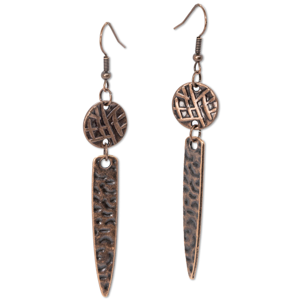 Textured rose 2 pc geometric earrings, shown on solid white background.