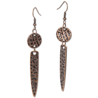Textured rose 2 pc geometric earrings, shown on solid white background.